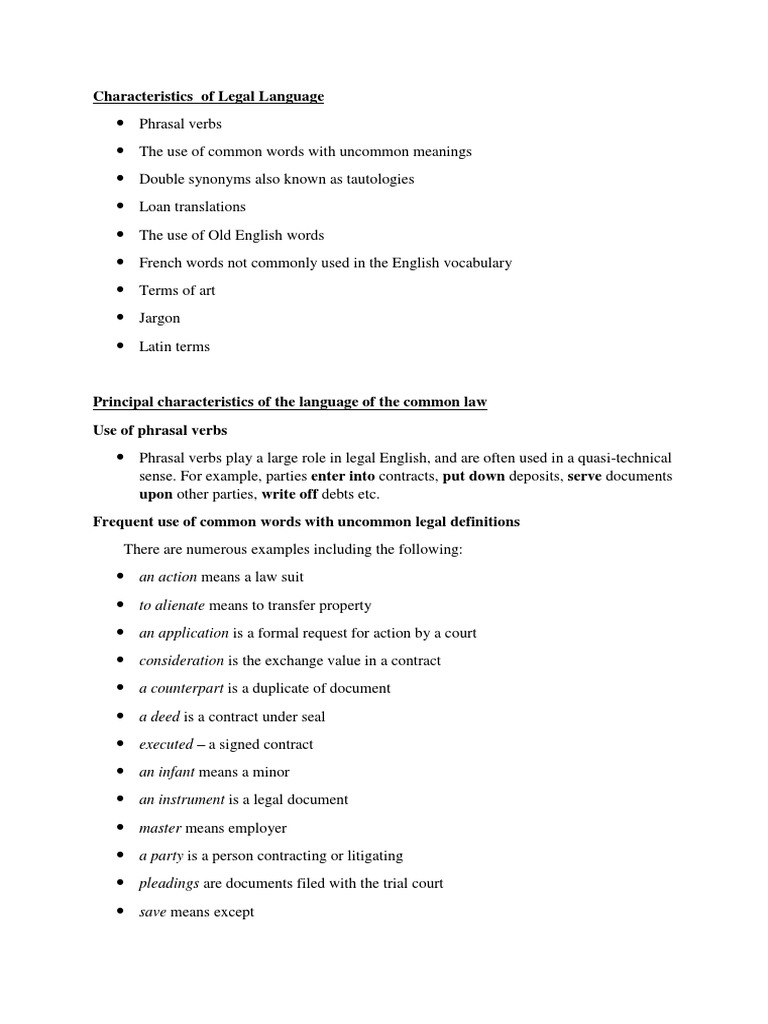 Characteristics of Legal Language | PDF | Jargon | Lawsuit