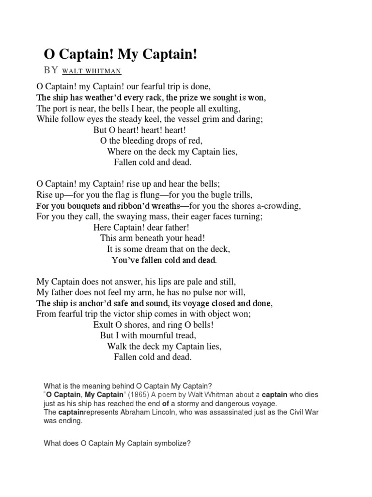 o captain my captain essay
