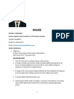 Resume: Dennis E. Fernandez Position Applied: Field Coordinator / HR Training Coodinator