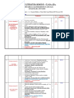 Clasa A Iiia Limba Si Literatura Romana Planificare Calendaristica Anuala 20192020