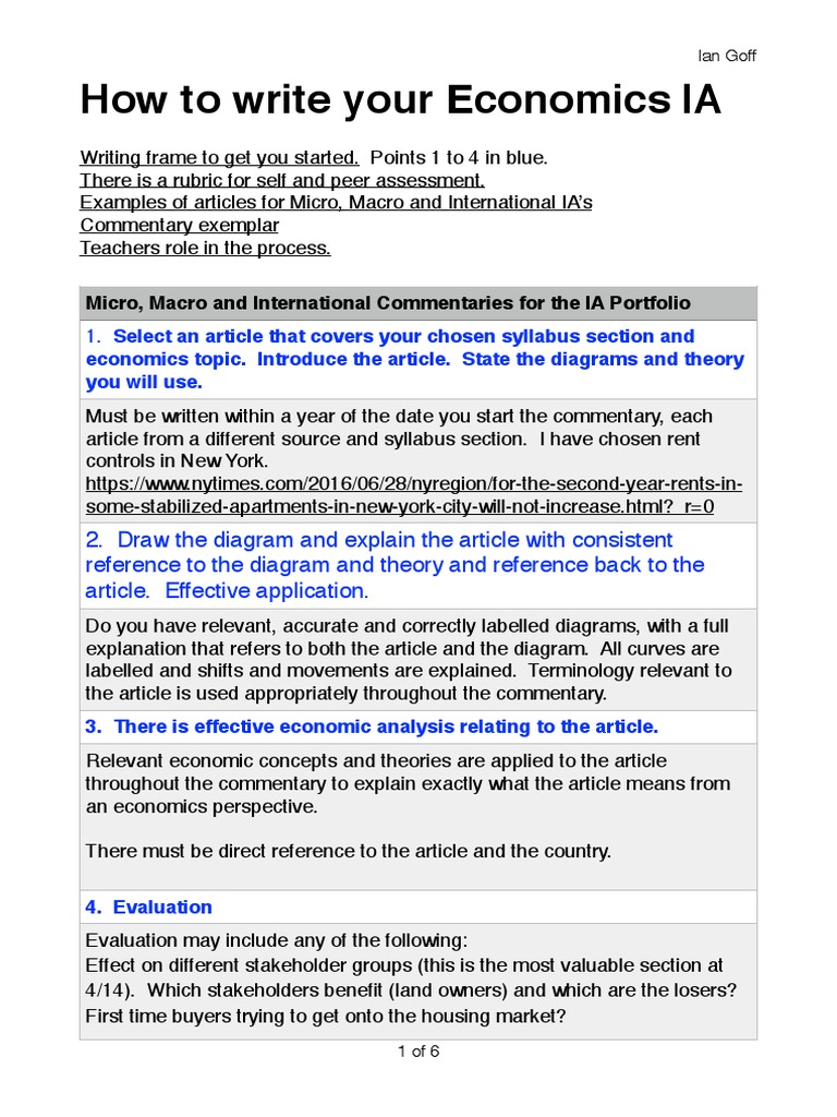 Writing Your Economics IA: A Guide | PDF | Economics | Microeconomics