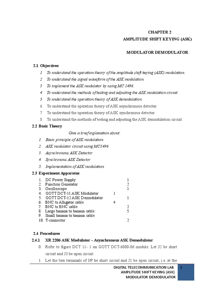 ASK Modulator and Demodulator Guide | PDF | Modulation | Detector (Radio)
