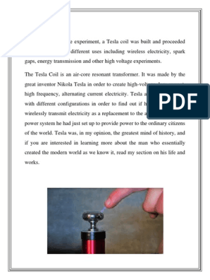 Tesla Coil, PDF, High Voltage
