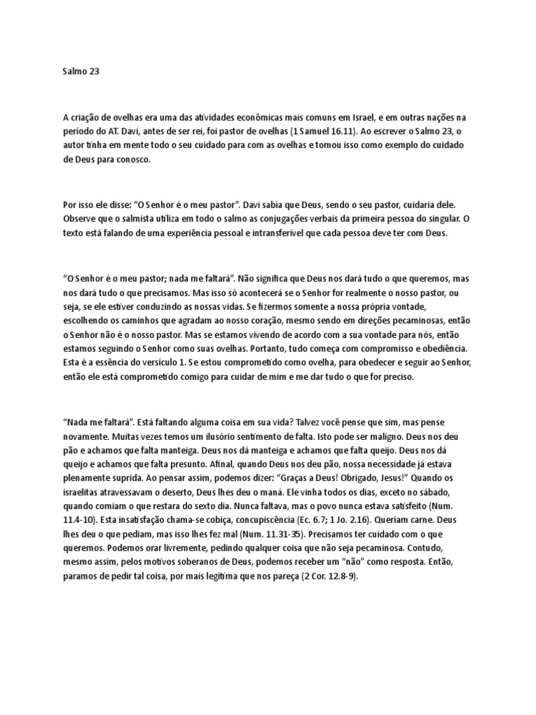 O Senhor É o Meu Pastor - Salmo 23, PDF, Salmos