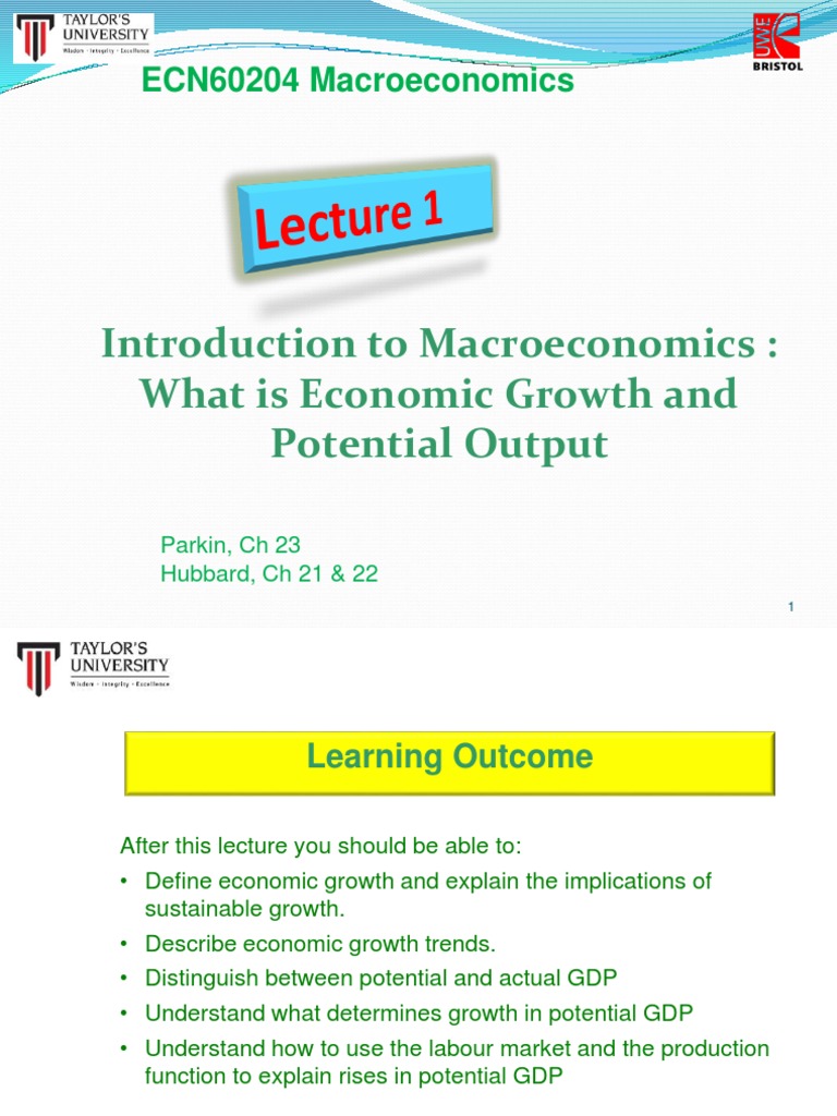Lecture 1 Economic Growth Potential Output | PDF | Labour Economics ...