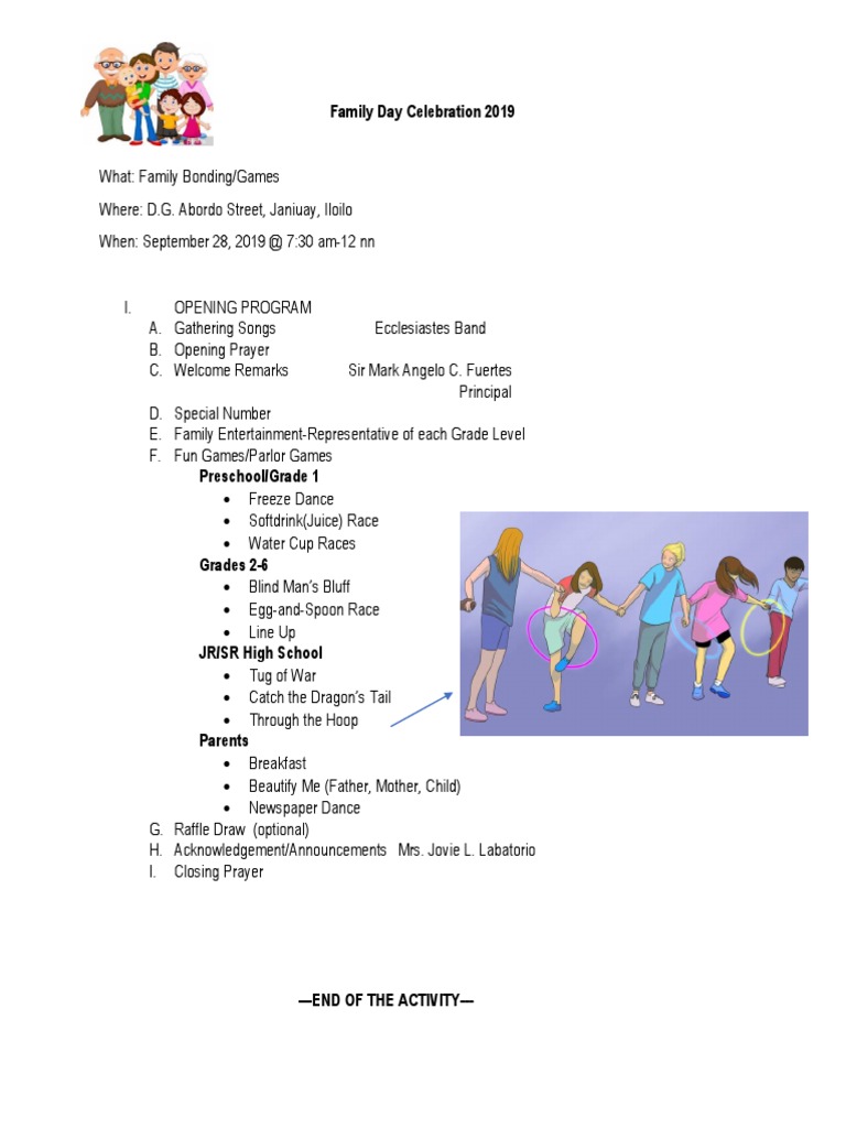 Family Day Celebration 2019 Details | PDF
