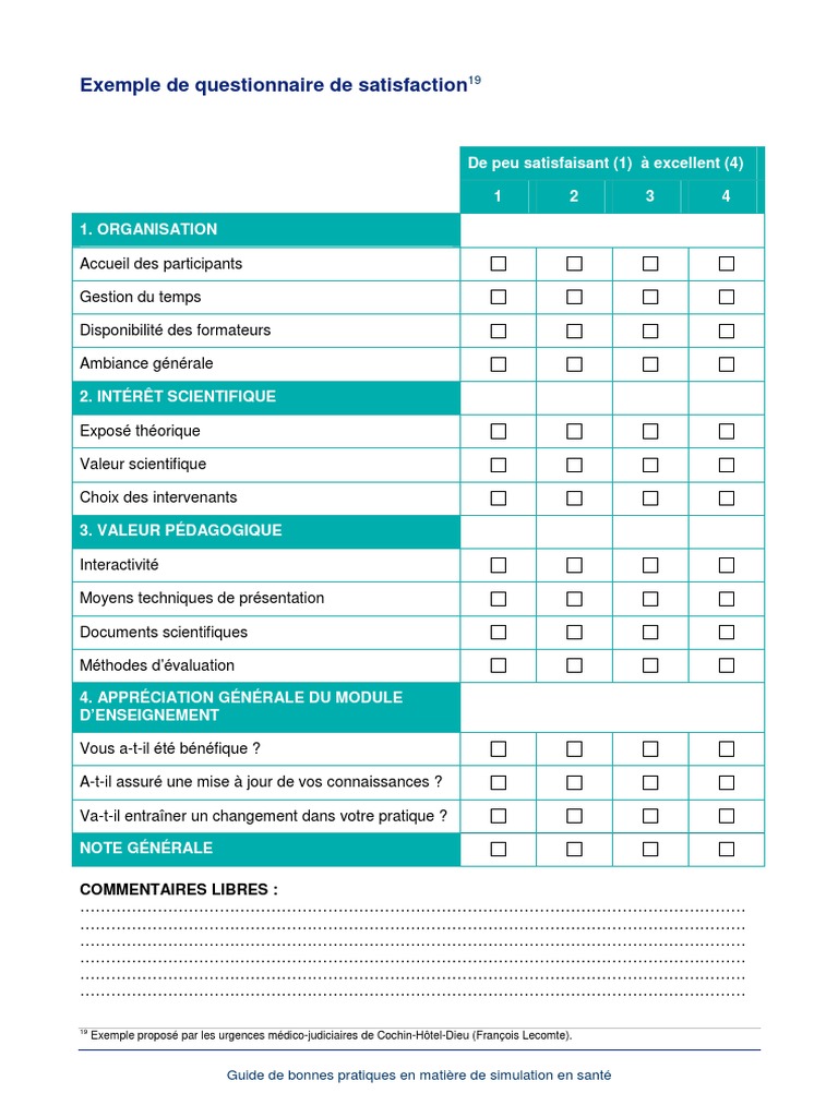 18 Exemple de Questionnaire de Satisfaction  PDF