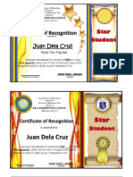 Certificate of Recognition: Juan Dela Cruz