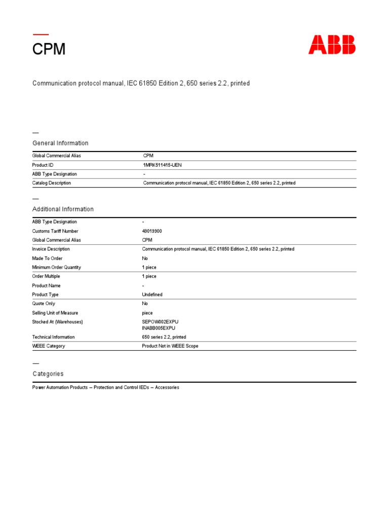 IEC 61850 Protocol Manual 650 Series | PDF