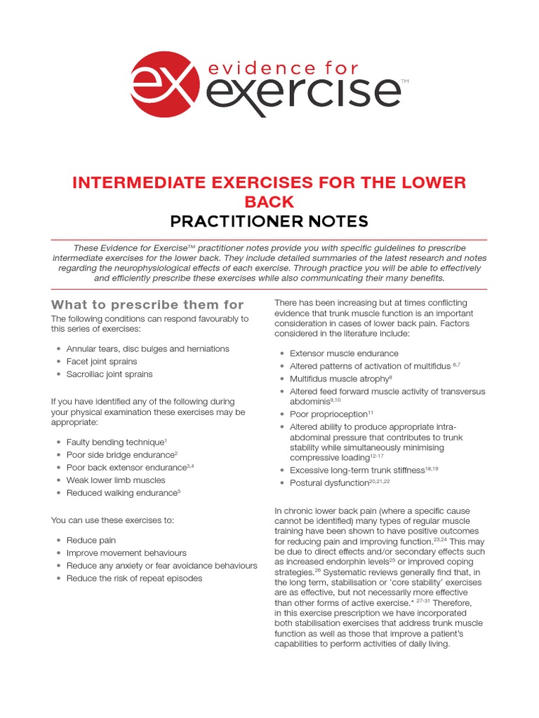 Notes-Intermediate Exercises For The Lower Back 1.0-Evidence For ...