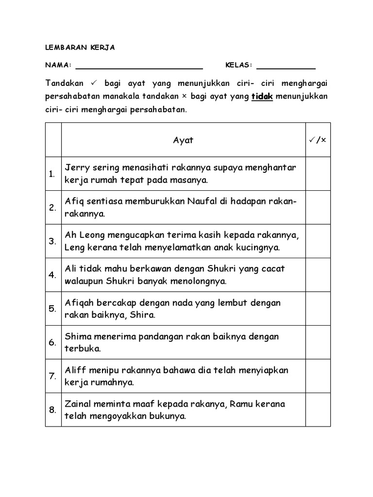 Lembaran Kerja 1 Thun 3 Pdf