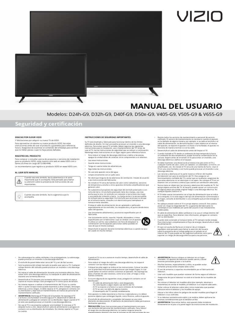Manual de smart tv vizio D24h-G9 | Hdmi | Televisión | Free 30-day