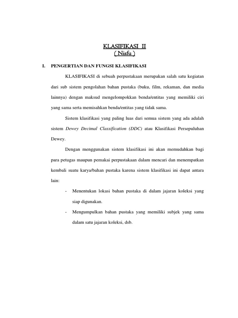 Pengantar Klasifikasi Dewey DDC | PDF