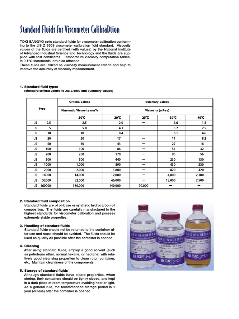 Calibrate Standard Fluids PDF Viscosity Liquids