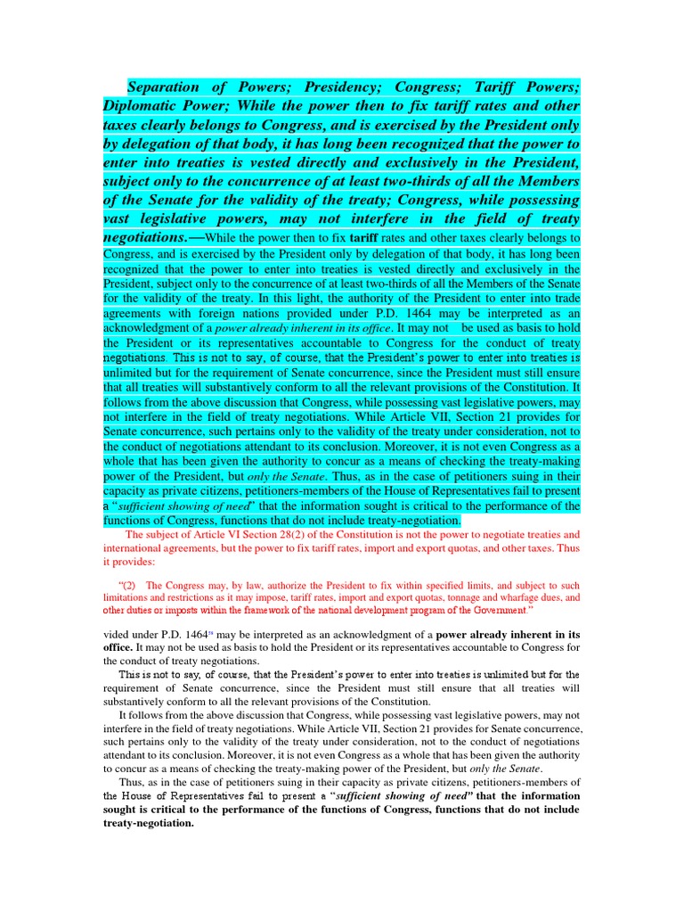 Presidential Treaty Powers Explained | PDF | Treaty | Presidents Of The ...