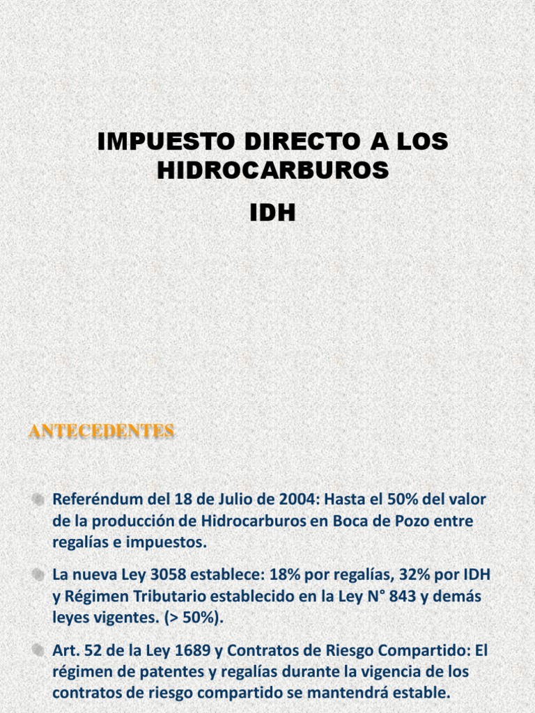 Impuesto Directo a los Hidrocarburos en Bolivia | PDF | Impuestos ...