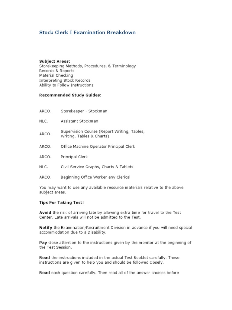 Stock Clerk | PDF | Invoice | Inventory