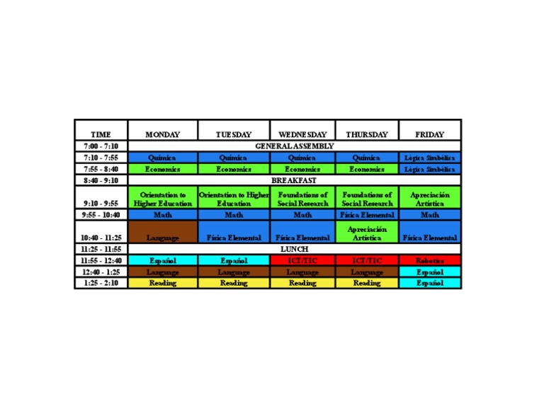 Schedule 1st Semester | PDF | Foreign Language Studies