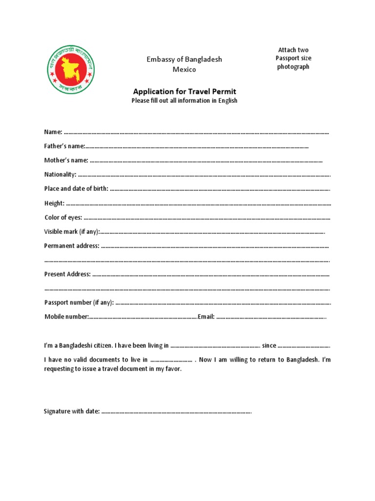 Travel Permit Mexico PDF