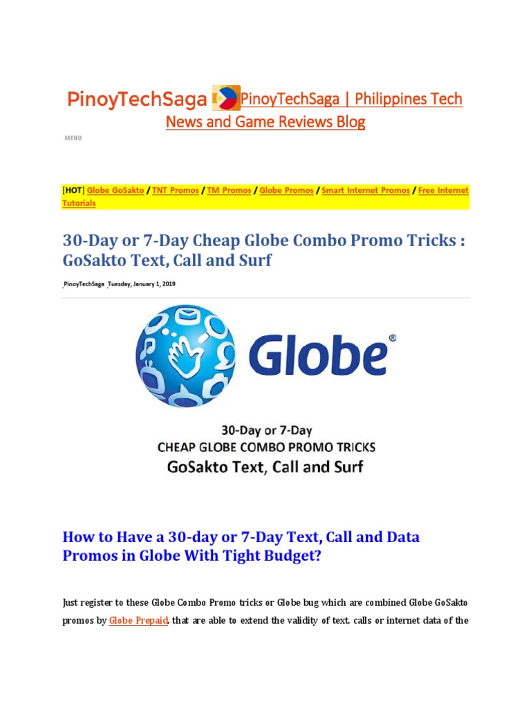 Globe Promo PDF Prepaid Mobile Phone