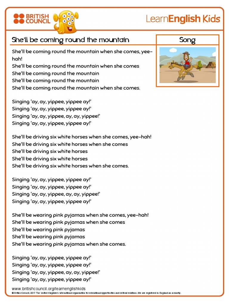 She&rsquo;ll Be Coming Round The Mountain Song | PDF | Language Arts 