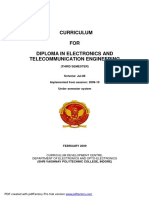 Curriculum FOR Diploma in Electronics and Telecommunication Engineering