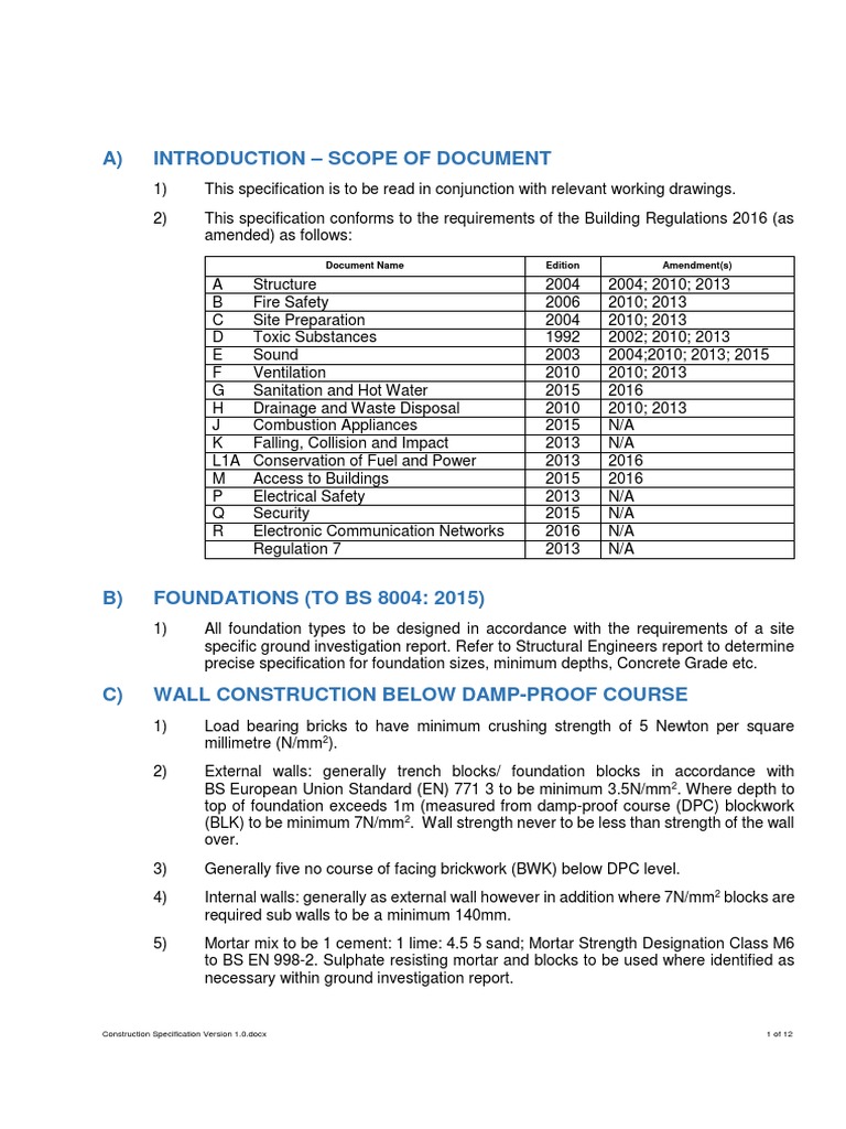 Construction Specification Overview | PDF | Wall | Window