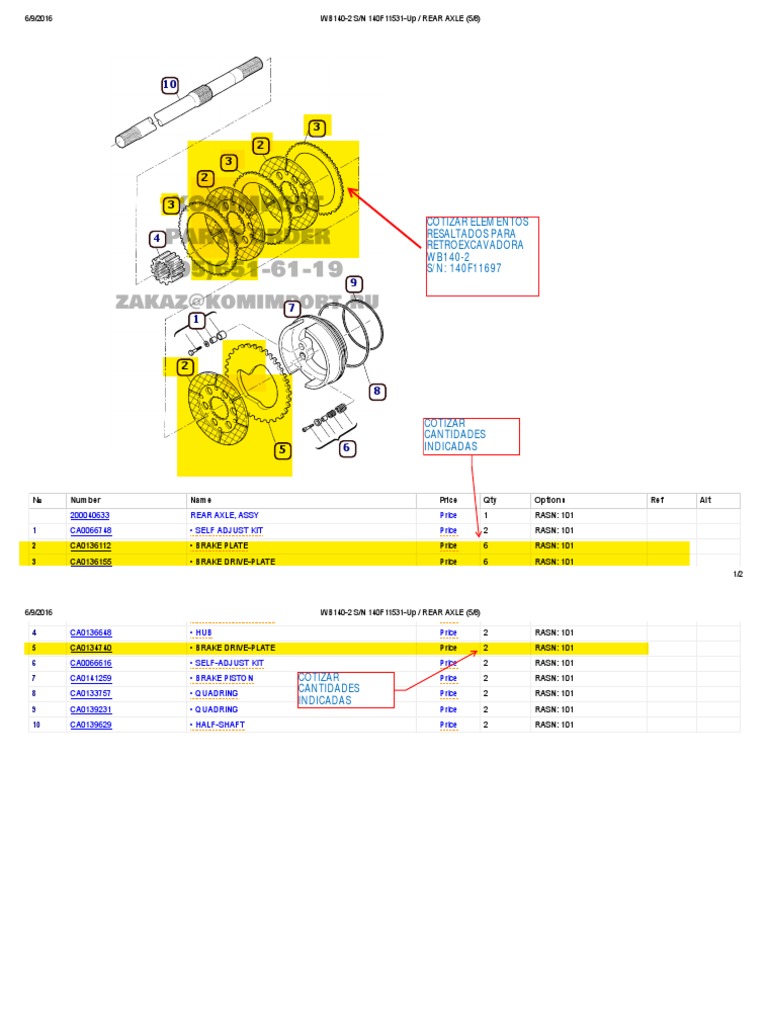WB140-2 Rear Axle Parts List | PDF | Vehicles | Land Vehicles