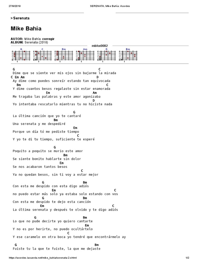 SERENATA, Mike Bahía Acordes PDF Álbumes Música grabada
