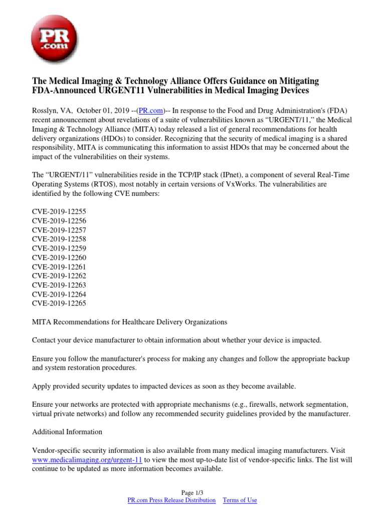 The Medical Imaging & Technology Alliance Offers Guidance On Mitigating