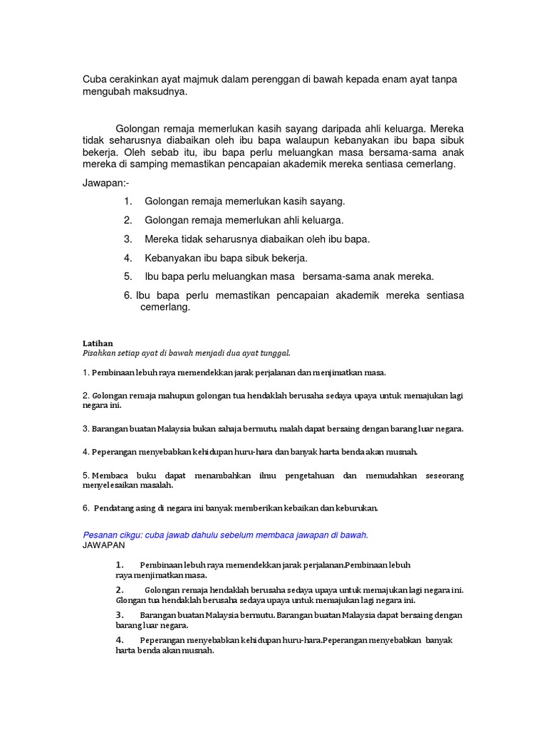 Latihan Cerakinkan Ayat Pdf