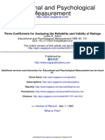 Measurement Educational and Psychological: Three Coefficients For Analyzing The Reliability and Validity of Ratings