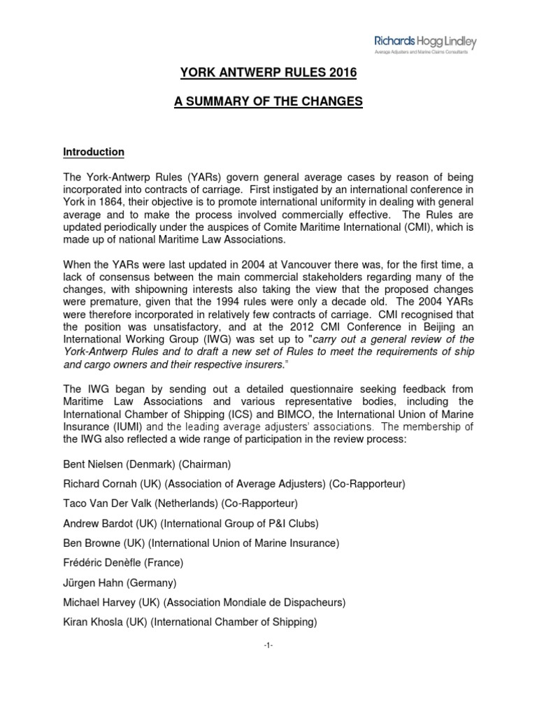 York Antwerp Rules 2016 PDF Download Free PDF Marine Salvage
