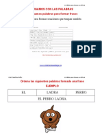 Lectoescritura ORDENAMOS PALABRAS PARA FORMAR FRASES PDF