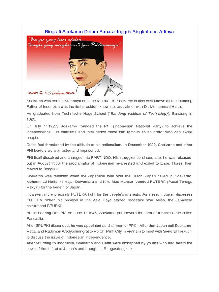 Contoh Biografi Contoh Biografi Ir Soekarno Bahasa Inggris