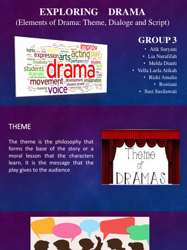Elements of Drama: Theme, Dialogue, Script | PDF | Art