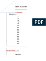 Metric and Imperial Measurement Equivalents