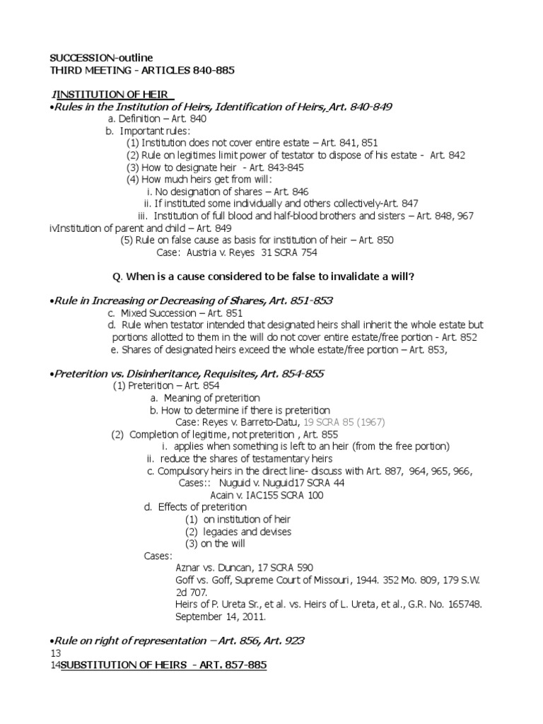 1 Rules in The Institution of Heirs, Identification of Heirs, Art. 840