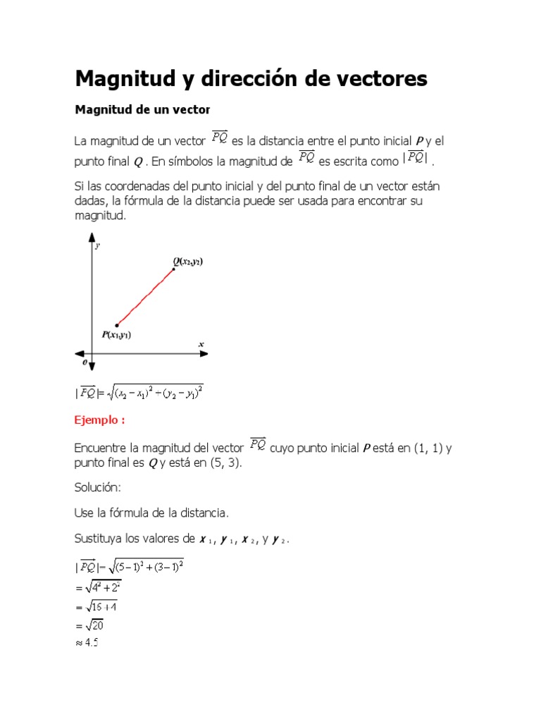 Magnitud y Direccion de Vectores Magnitu | PDF | Vector Euclidiano ...