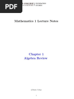 Mathematics 1 Lecture Notes: Algebra Review