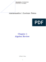 Mathematics 1 Lecture Notes: Algebra Review