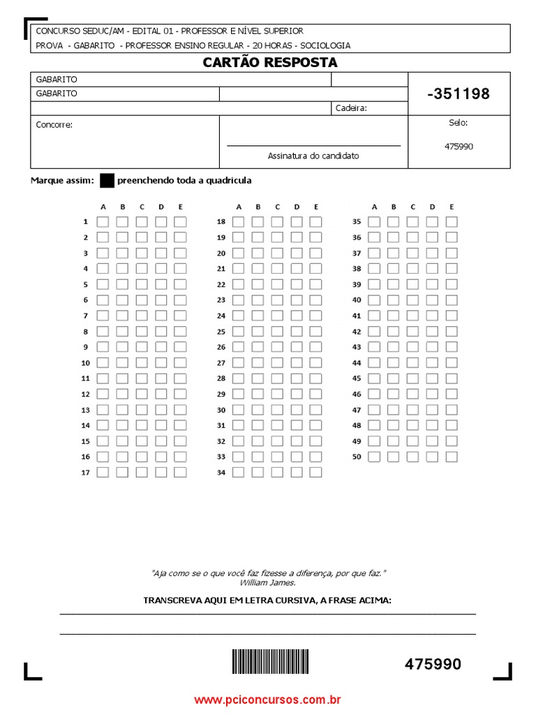Cartão Resposta: Marque assim: preenchendo toda a quadricula | Inclusão ...