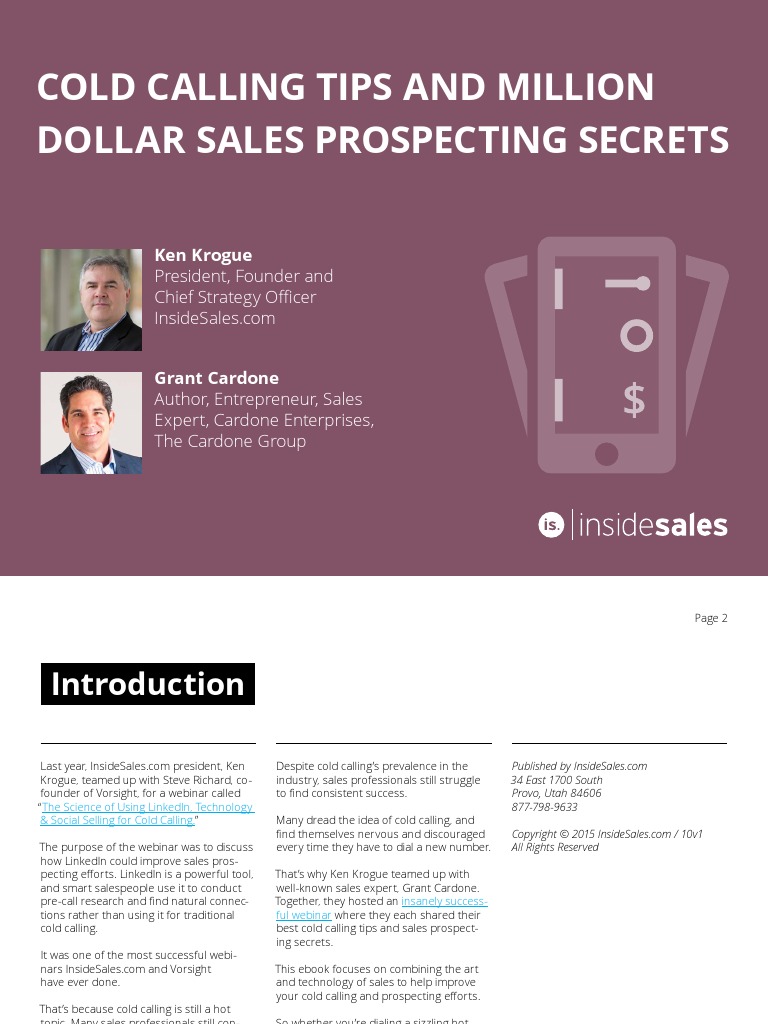 Ebook Cold Calling Tips and Million Dollar Sales Prospecting Secrets ...