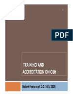 Training and Accreditation On Osh: (Salient Features of D.O. 16 S. 2001)