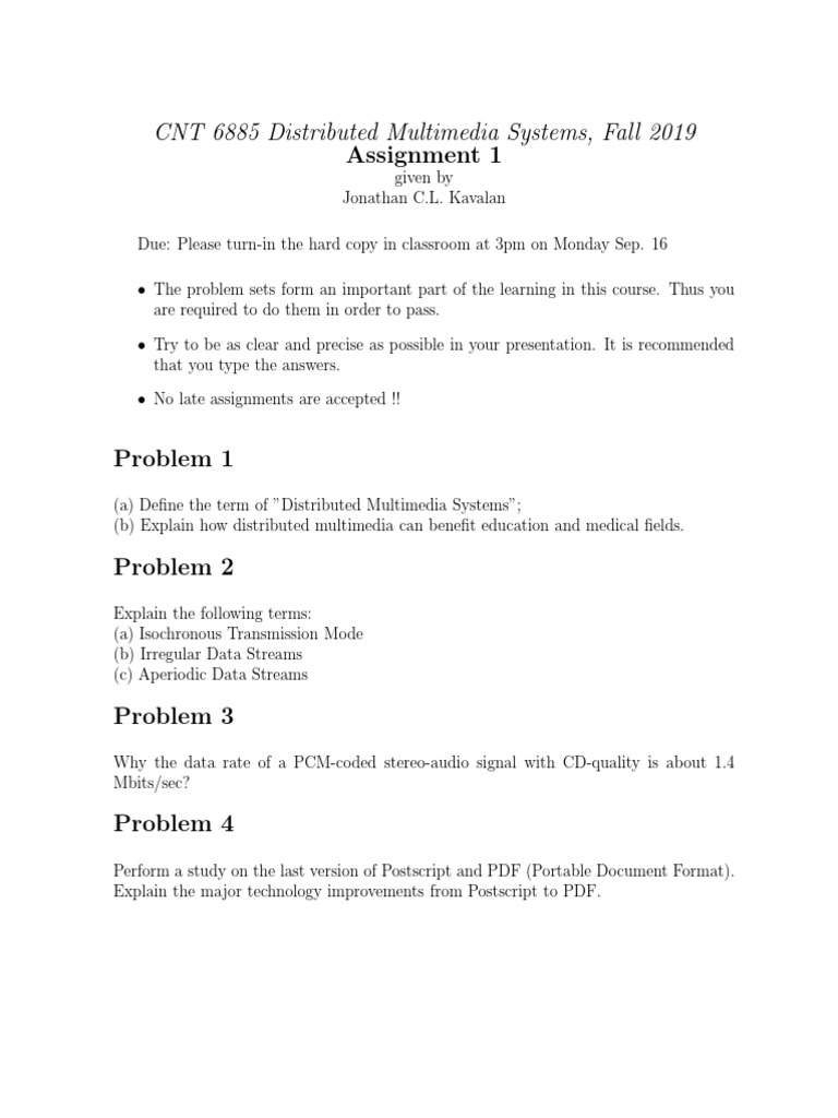 CNT 6885 Distributed Multimedia Systems, Fall 2019 Assignment 1 | PDF ...