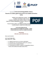 Seminario Internacional Desigualdades Urbanas, Derecho A La Ciudad y Gobernanza Local en Las Ciudades de América Latina - Programa Final (Octubre)