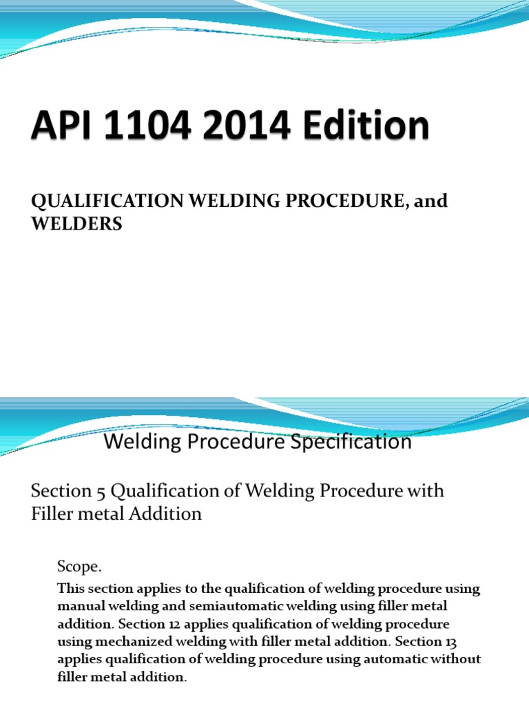 API 1104 2014 Edition | PDF | Welding | Construction