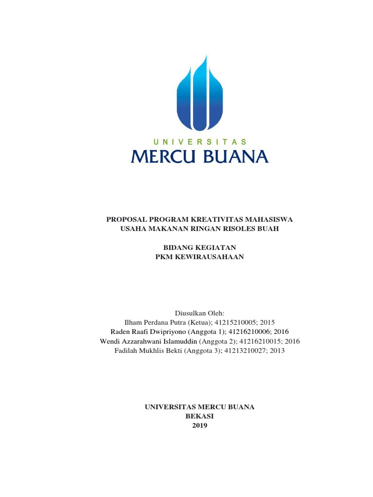 Proposal PKM Universitas Mercu Buana | PDF