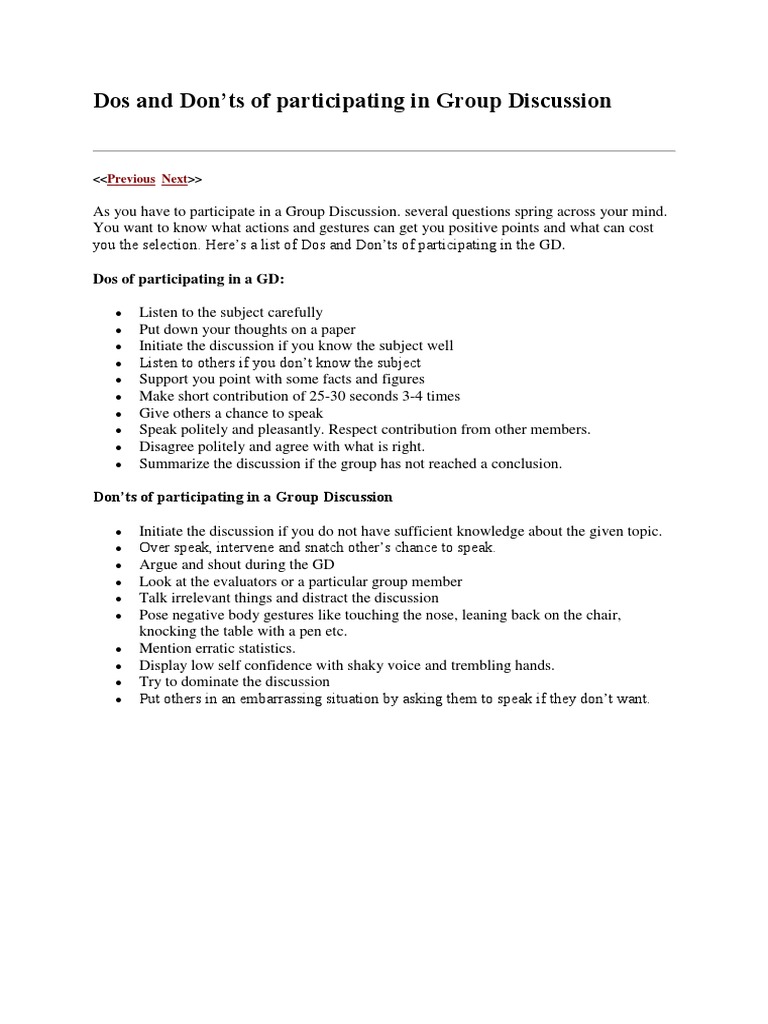 Group Discussion Participation Tips | PDF | Extraversion And ...