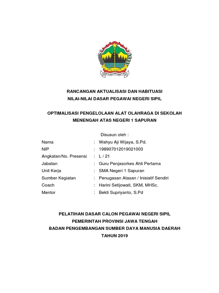 Rancangan Aktualisasi Habituasi